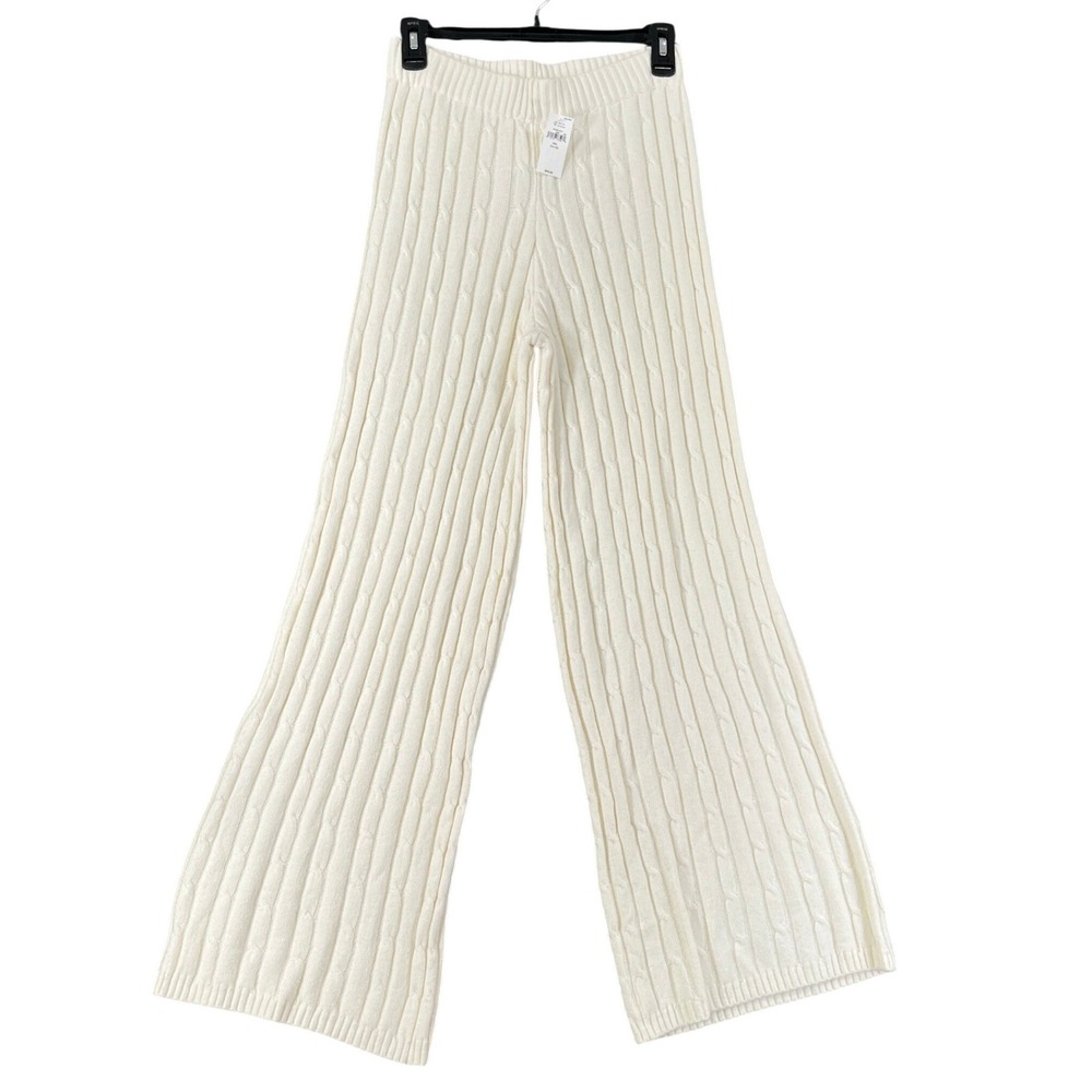 Gap Kids Cable Knit Wide Leg Pants Girls XXL Cream Textured School Casual NWT